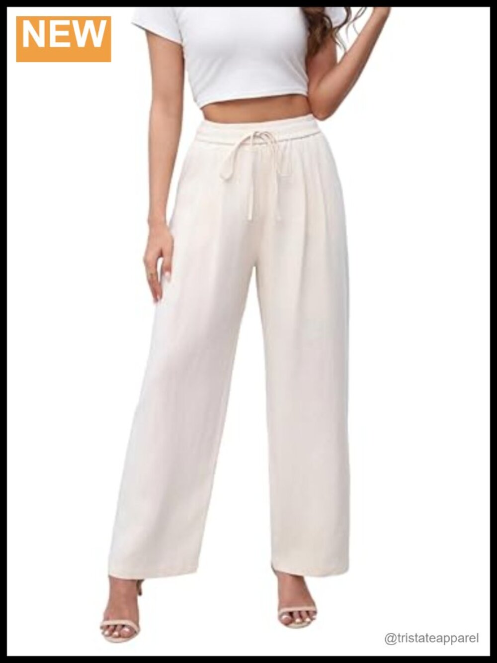 100% Linen Wide Leg Pants Elastic Waist Drawstring Summer Casual Palazzo